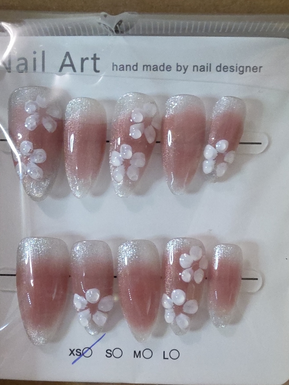 Handmade Pink Floral Press-On Nail Set by